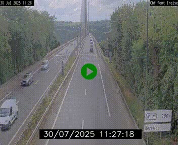 Webcam sur la N165 après le Pont de l'Iroise, à l'entrée de Brest