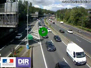 Caméra autoroute sur A6 - Valvert, près de Lyon, en direction de Paris, à hauteur de la sortie 36 Porte du Valvert