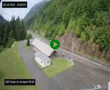 Webcam à l'entrée du tunnel du Somport, côté français, sur la N134, dans les Pyrénées, en direction de l'Espagne, à 1116 mètres d'altitude
