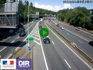 Caméra autoroute sur A6 - Valvert, près de Lyon, en direction de Paris, à hauteur de la sortie 36 Porte du Valvert