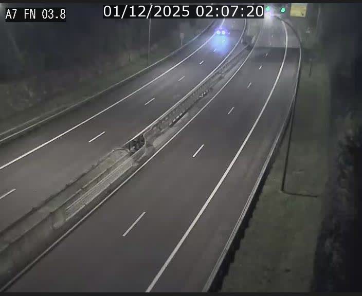 Caméra autoroute Luxembourg A7 - Passage à gibier Rëngelbour - direction Tunnel Stafelter