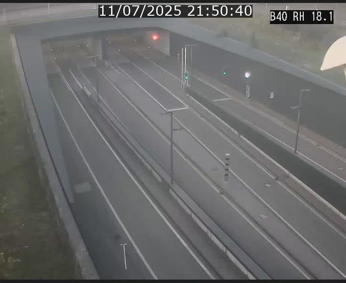 Webcam sur la route de contournement d'Esch-Belval avant le tunnel Central Gate au niveau de la porte de France et du radar fixe