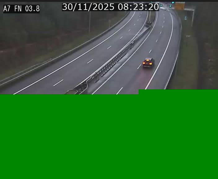 Caméra autoroute Luxembourg A7 - Passage à gibier Rëngelbour - direction Tunnel Stafelter