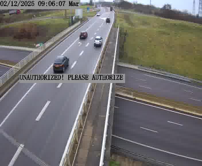 Caméra de trafic sur D1 (France) à Argancy, orientée vers Thionville, permettant d’évaluer fluidité, incidents et densité automobile.