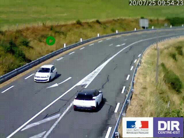 Webcam sur le col Pin Bouchain, vue orientée vers Roanne, en provenance de Lyon sur la nationale 7 (N7)