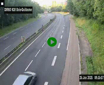 Webcam routière à hauteur de Bois-Guillaume en périphérie de Rouen. Vue orientée vers Rouen
