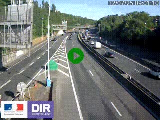 Caméra autoroute sur A6 - Valvert, près de Lyon, en direction de Paris, à hauteur de la sortie 36 Porte du Valvert