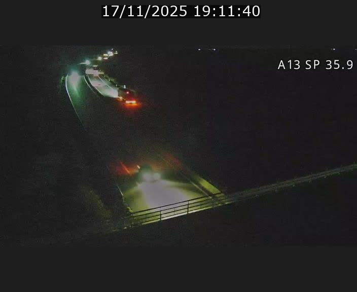 Webcam trafic sur A13 à l'entrée ouest du tunnel Markusbierg à Remerschen. Vue orientée vers Mondorf-les-Bains.