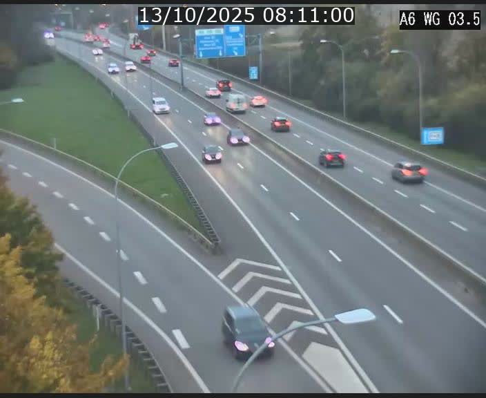 Traffic live webcam Luxembourg - Croix de Cessange - A6 - BK 3.5 - direction France/Allemagne