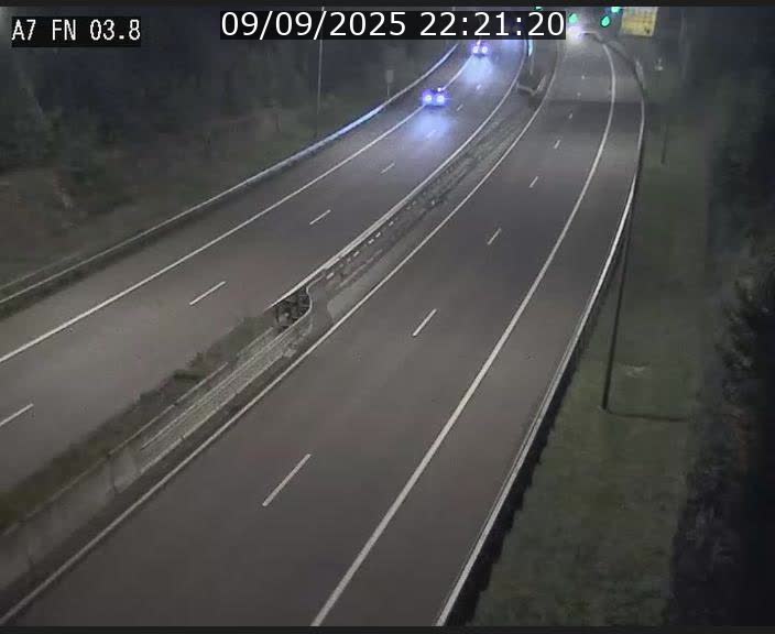 Caméra autoroute Luxembourg A7 - Passage à gibier Rëngelbour - direction Tunnel Stafelter