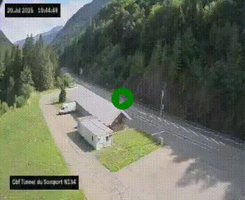 Webcam à l'entrée du tunnel du Somport, côté français, sur la N134, dans les Pyrénées, en direction de l'Espagne, à 1116 mètres d'altitude