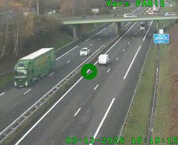 Caméra routière sur l'autoroute A20 au nord de Limoges, à la jonction avec la N520. Vue orientée vers Paris