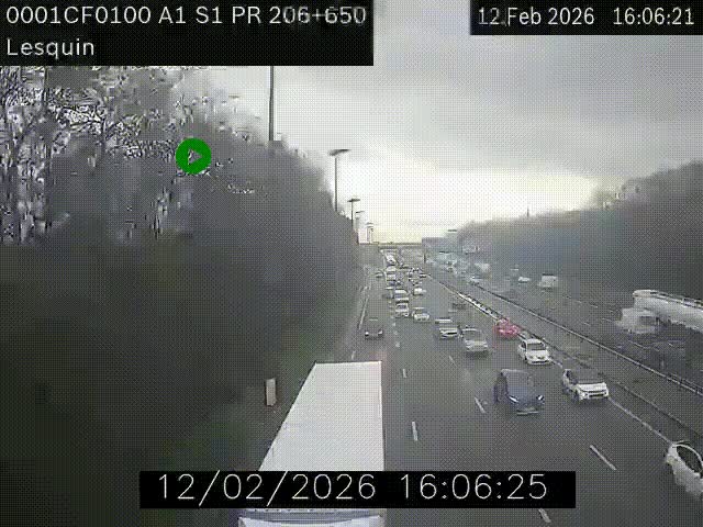Webcam autoroute A1 à hauteur de Lesquin. Vue orientée vers Lille