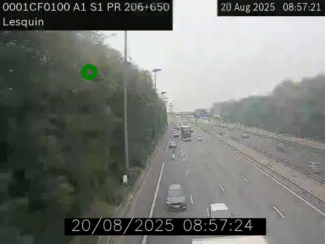 Webcam autoroute A1 à hauteur de Lesquin. Vue orientée vers Lille