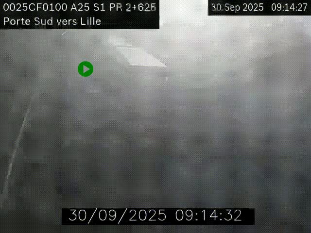 Webcam autoroute A25 sur le périphérique de Lille à hauteur de Lille-Sud et la sortie 3 Faches-Thumesnil. Vue orientée vers Lille-Centre.