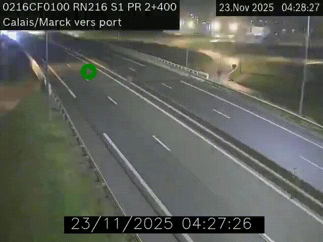 Webcam à Calais sur A216 (N216) en direction du port (harbour) de Calais.
