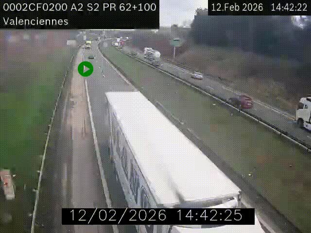Webcam autoroute A2 à Valenciennes. Vue orientée vers Maubeuge et Mons (Belgique)