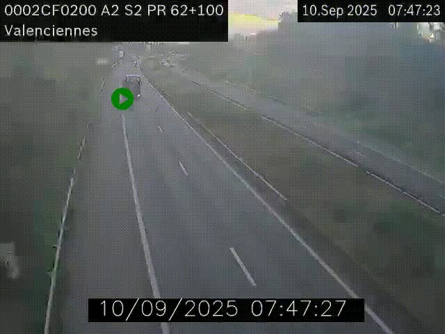 Webcam autoroute A2 à Valenciennes. Vue orientée vers Maubeuge et Mons (Belgique)