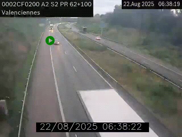 Webcam autoroute A2 à Valenciennes. Vue orientée vers Maubeuge et Mons (Belgique)