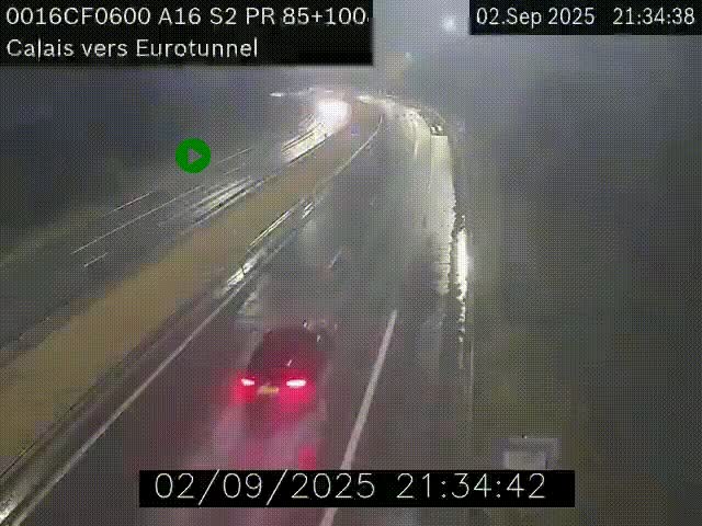 Webcam A16 à Calais en direction du Tunnel sous la Manche (Eurotunnel)