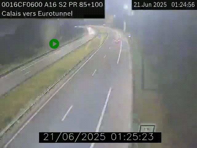 Webcam A16 à Calais en direction du Tunnel sous la Manche (Eurotunnel)