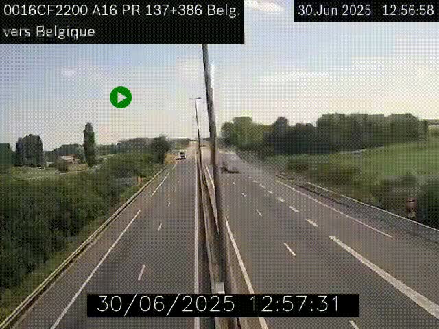 Webcam à la frontière franco-belge au niveau de Bray-Dunes/De-Panne sur l'autoroute A16. Vue orientée vers la Belgique