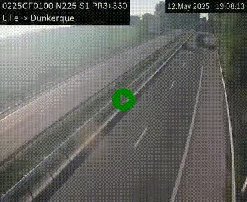 Webcam autoroute A25 (N225) à hauteur de Bergues (Bierne). Vue orientée vers Dunkerque.