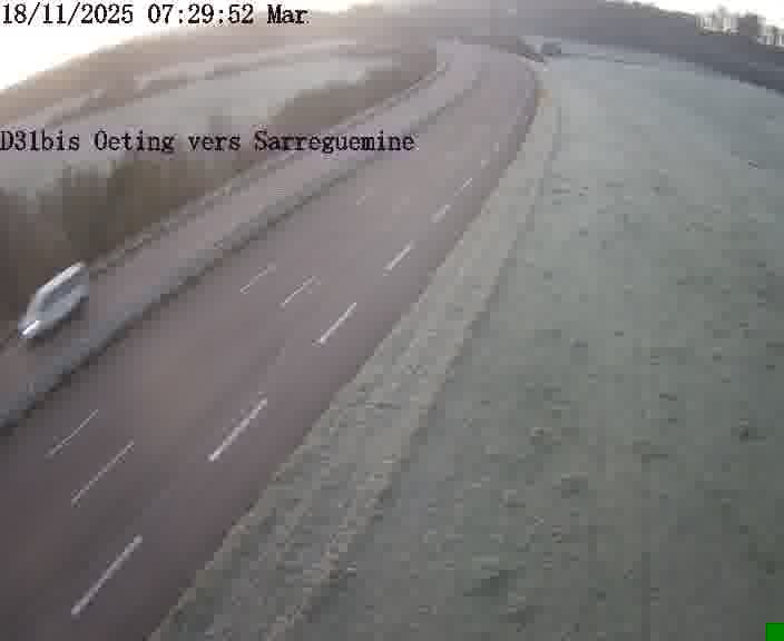 Webcam installée le long de D31bis (France) à Oeting, pointée vers Sarreguemines, utile pour suivre précisément les conditions de trafic.