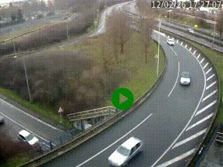 Caméra autoroute à la jonction entre l'A7 et la D301 (Boulevard urbain Sud de Lyon) à Feyzin, au sud de Lyon. Vue orientée vers Mions