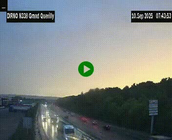 Webcam routière sur N338 à hauteur de Grand-Quevilly en périphérie de Rouen. Vue orientée vers Rouen