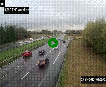Webcam autoroute A150 à hauteur de La Vaupalière en périphérie de Rouen. Vue orientée vers Rouen
