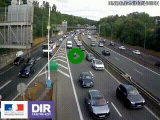 Caméra autoroute sur A6 - Valvert, près de Lyon, en direction de Paris, à hauteur de la sortie 36 Porte du Valvert