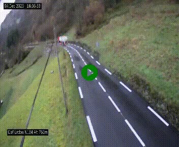 Webcam dans les Pyrénées Atlantique au niveau du col d'Urdos et du fort du Pourtalet sur la N134, en direction du Col et du tunnel du Somport, à 765 mètres d'altitude