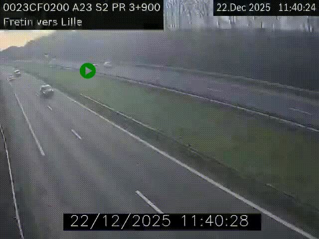 Webcam autoroute A23 à hauteur de Fretin. Vue orientée vers Lille