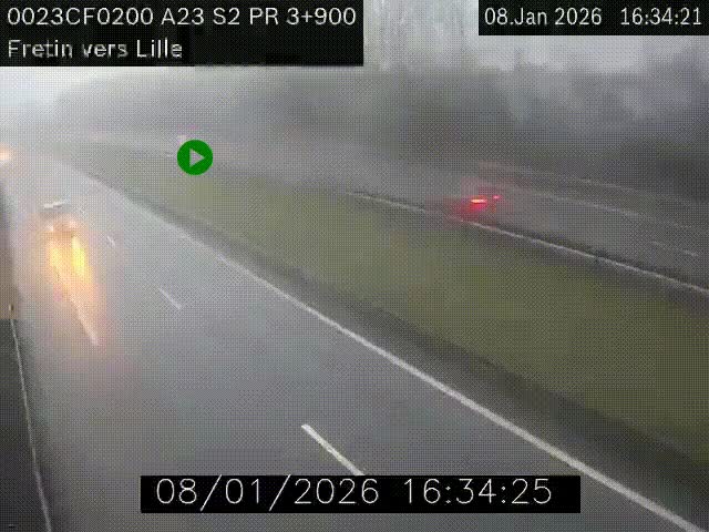 Webcam autoroute A23 à hauteur de Fretin. Vue orientée vers Lille