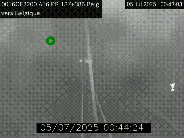 Webcam à la frontière franco-belge au niveau de Bray-Dunes/De-Panne sur l'autoroute A16. Vue orientée vers la Belgique