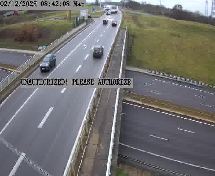 Caméra de trafic sur D1 (France) à Argancy, orientée vers Thionville, permettant d’évaluer fluidité, incidents et densité automobile.