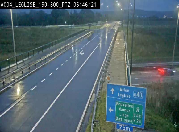 Webcam au-dessus de l'E411 sur la N40. Vue orientée vers Léglise en provenance de Neufchâteau