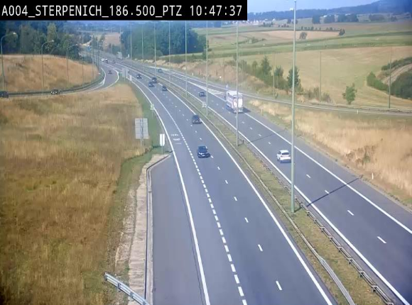 Webcam E411 à Sterpenich en Belgique près de la frontière du Luxembourg. Vue orientée vers Bruxelles