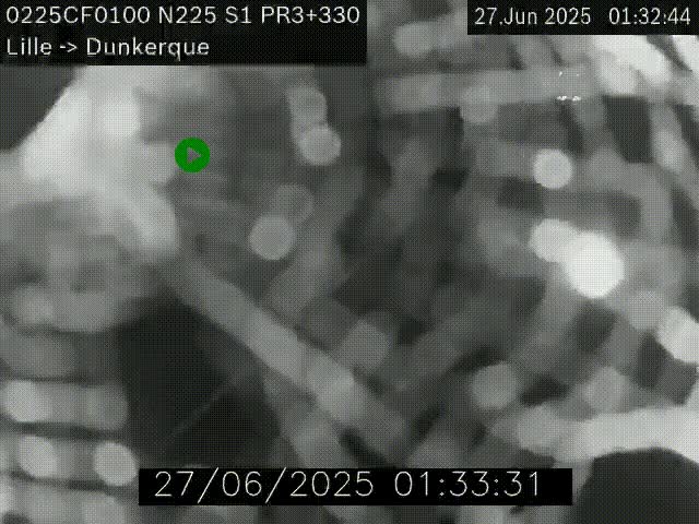 Webcam autoroute A25 (N225) à hauteur de Bergues (Bierne). Vue orientée vers Dunkerque.