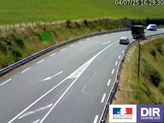 Webcam sur le col Pin Bouchain, vue orientée vers Roanne, en provenance de Lyon sur la nationale 7 (N7)