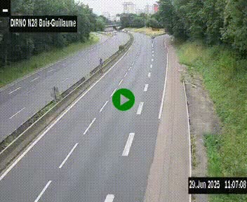 Webcam routière à hauteur de Bois-Guillaume en périphérie de Rouen. Vue orientée vers Rouen
