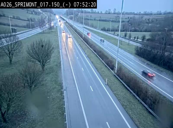 Webcam E25 (A26) à hauteur de Sprimont en direction de Liège et en provenance de Bastogne