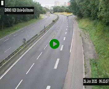 Webcam routière à hauteur de Bois-Guillaume en périphérie de Rouen. Vue orientée vers Rouen