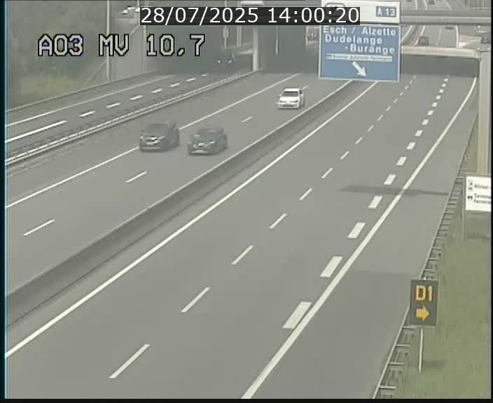 Traffic live webcam Luxembourg Croix de Bettembourg - A3 - BK 10.7 - direction France