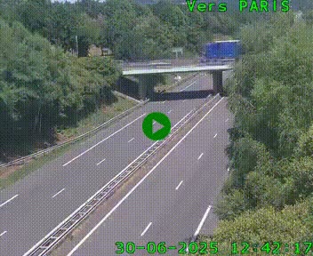Caméra routière sur l'autoroute A20 au nord de Limoges, à la jonction avec la N520. Vue orientée vers Paris