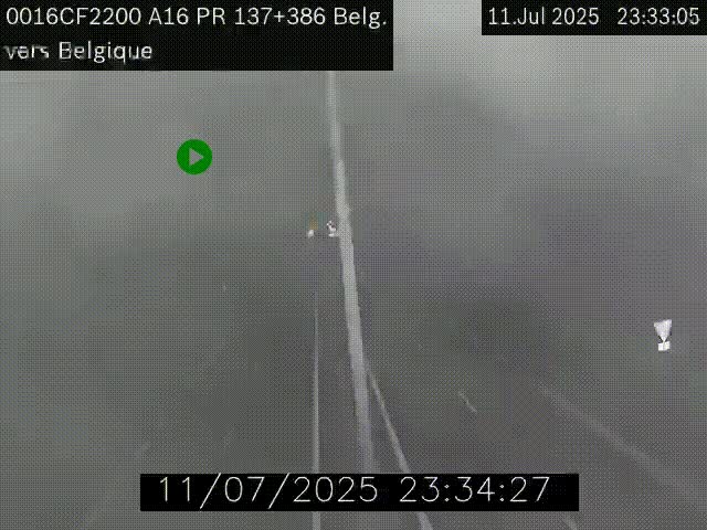 Webcam à la frontière franco-belge au niveau de Bray-Dunes/De-Panne sur l'autoroute A16. Vue orientée vers la Belgique