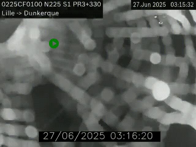 Webcam autoroute A25 (N225) à hauteur de Bergues (Bierne). Vue orientée vers Dunkerque.