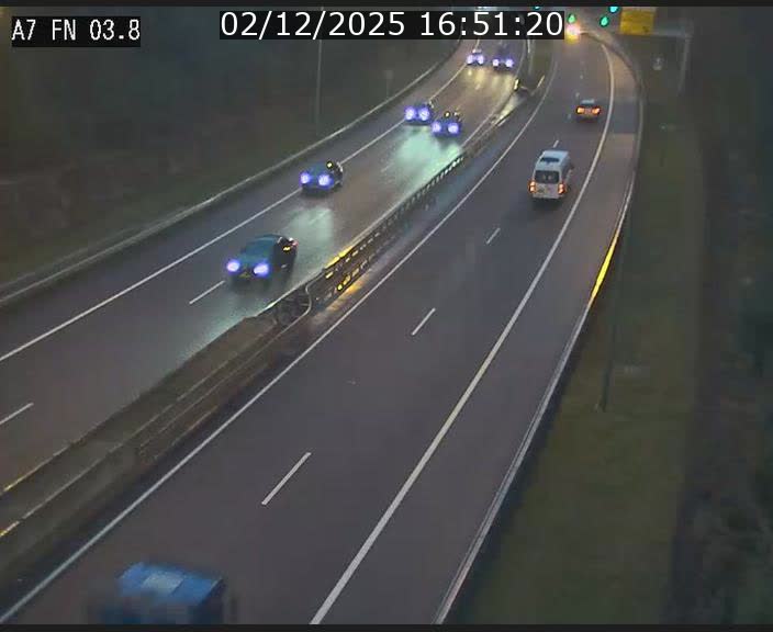 Caméra autoroute Luxembourg A7 - Passage à gibier Rëngelbour - direction Tunnel Stafelter