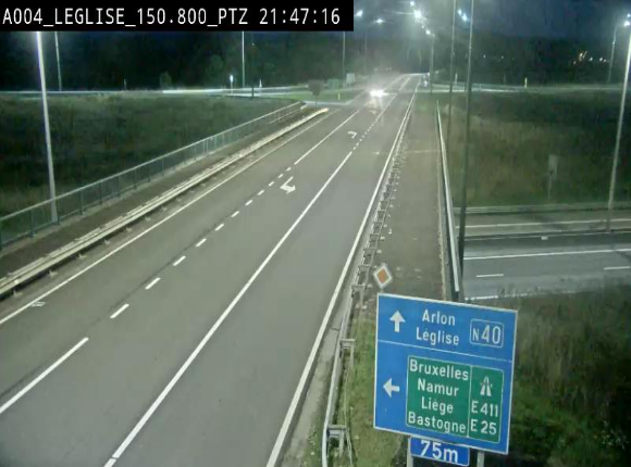 Webcam au-dessus de l'E411 sur la N40. Vue orientée vers Léglise en provenance de Neufchâteau